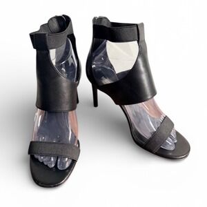 Michael Kors Black Leather Gladiator‎ Stiletto Heels Zip Back Women Size 7.5